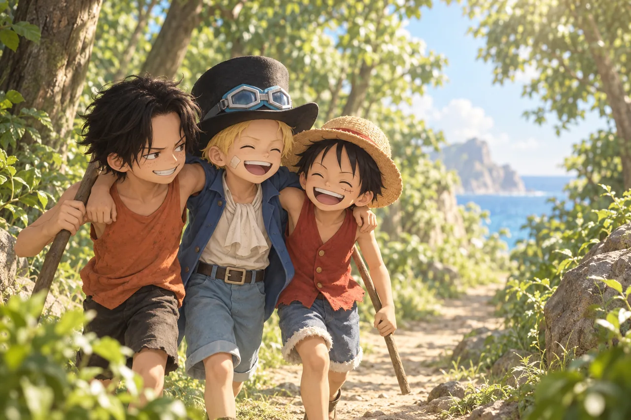 Dawn Island và bộ ba Ace, Sabo, Luffy