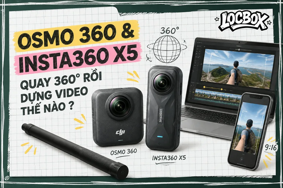 Osmo 360 và Insta360 X5 quay 360 độ rồi dựng video thế nào