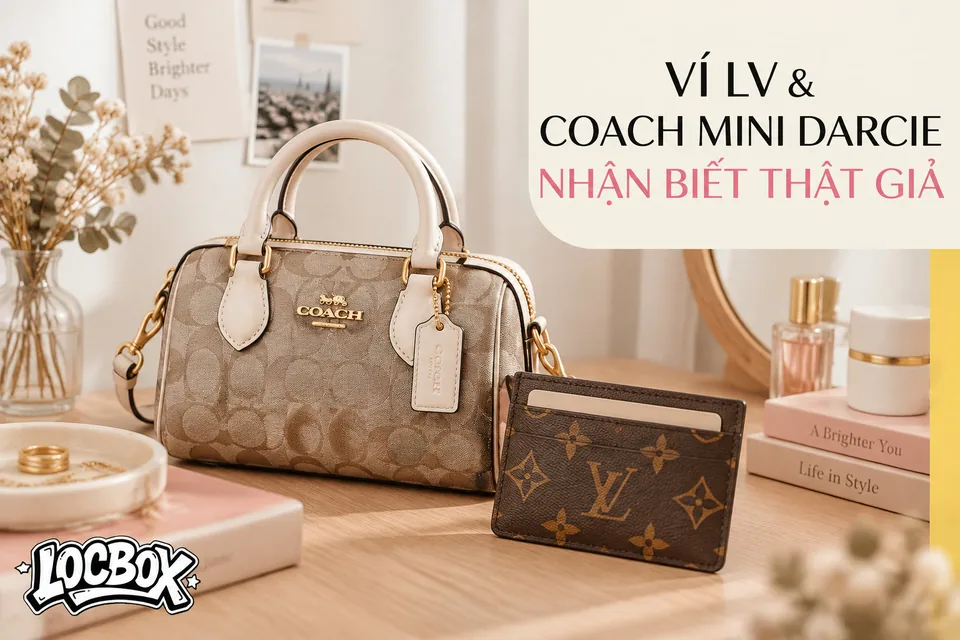Ví đựng thẻ LV và túi Coach Mini Darcie: nhận biết date code và canvas thế nào