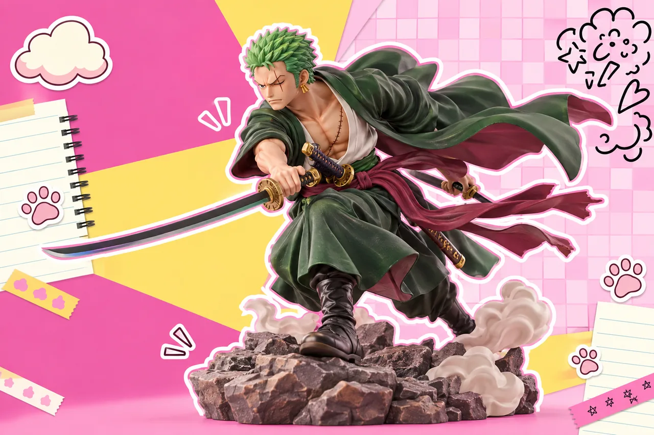 5. Zoro với áo choàng và bố cục gió mạnh